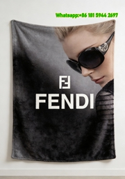 Black Fendi Flannel Throw Blanket Luxury Monochrome Print IMG_9328